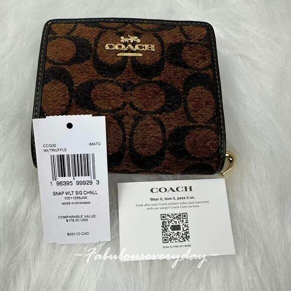 Coach Snap Wallet In Signature Chenille CCQ32 NWT - Picture 3 of 6